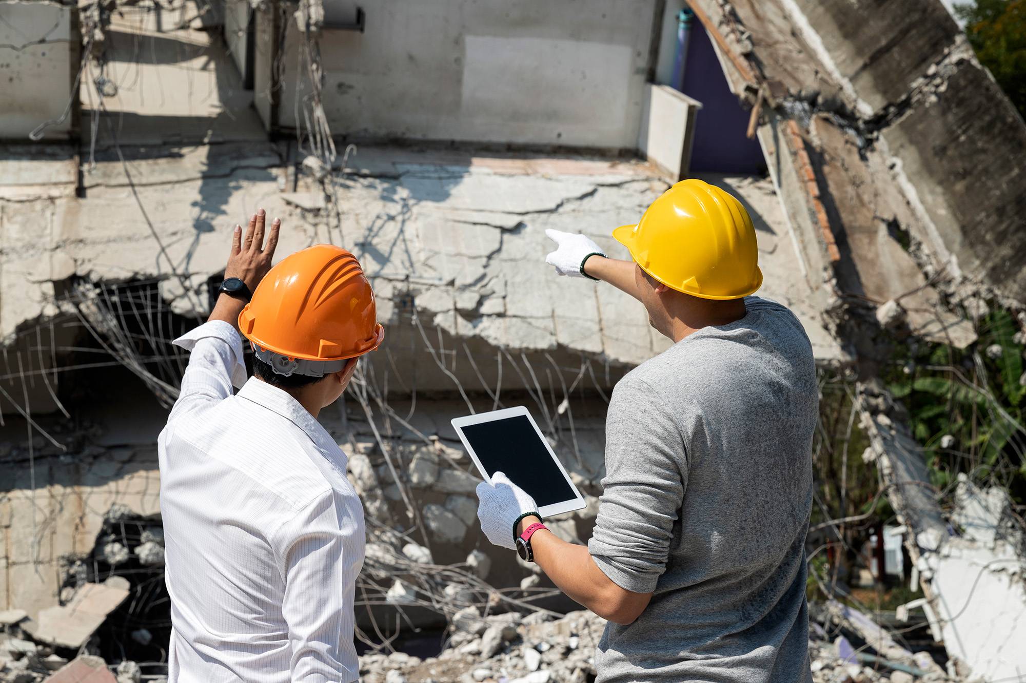 Analytical team assessing conditions on the ground after a territorial disruption